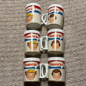 Set of 6, Vintage Campbell mugs